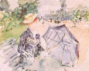 贝尔特 摩里索特 : Lady with a Parasol Sitting in a Park